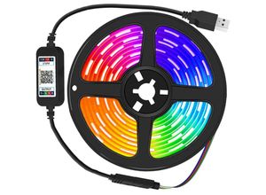 9020000040180 - Jusch - 5050 RGB-LED-Lichtleiste 2 m Musiksynchronisierung Bluetooth-App 16 Millionen Farben einstellbare Helligkeit IP65 für