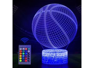 9020000045420 - Jusch - Basketball-Nachtlicht für Kinder 3D-Illusionslicht LED-Licht mit Fernbedienung 16 wechselnde Farben Weihnachtsgeschenk für Mädchen