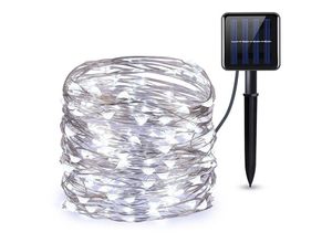 9020162468006 - Solar-LED-Außenbeleuchtung Gartenlichtgirlande 7m50LED Kupferdraht weißes Licht 8 Modi IP44 wasserdichte Lichterkette Dekoration für Weihnachten