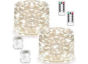 9020162599298 - Lycxames - Innenleuchten [2er-Pack] 10 m 100 LEDs batteriebetrieben Innen- und Außendekoration LED-Lichterkette für Schlafzimmer Hochzeit