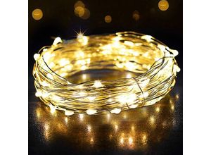 9020162600314 - 10M LED-Lichterkette 100 USB-Lichterkette für Schlafzimmer Innenbereich Weihnachten Außenbereich Party Hochzeit Heimwerken usw weiß heiß