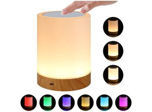 9020162601632 - Lycxames - Nachtlicht Nachttischlampe mit Smart Touch Sensor warmweißes Licht mit 3 Dimmstufen und sechs RGB-Farbwechseln