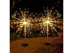 9020162603940 - 105 LED-Starburst-Lichter Feuerwerk Wegleuchte warmweiß IP65 wasserdicht Solar-Gartenleuchte für Gehweg Rasen 2 Stück - Lycxames