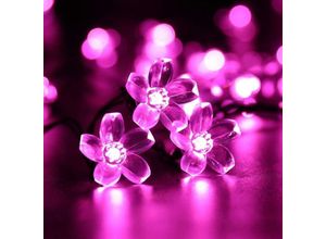 9020162620305 - Lycxames - Solar-Blumenzwiebel-Lichterkette wasserdicht 7 m 50 LEDs Pfirsich-Sakura-Blumen-Solar-Lichterkette für Garten Häuser Hochzeit