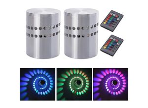 9020162626178 - LYCXAMES 2 Stück 3 W Wandleuchte für den Innenbereich Aluminium LED RGB Spirallampe dimmbar buntes Licht mit Fernbedienung LED-Strahler