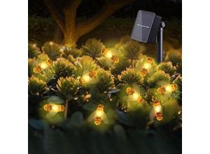 9022090386117 - 65 m Solar-Lichterkette in Bienenform 30 LEDs warmweiß 8 Modi für Hochzeit Garten Party Rasen Zaun