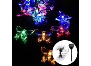 9022090386124 - Readcly - 5 m lange 20-LED-Schmetterlings-Lichterkette für den Außenbereich wasserdichte Solar-Lichterkette geeignet für Zaun Rasen Gartenparty