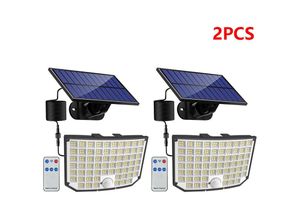 9022090411154 - Readcly - 2 Stück Solar-Außenlampe 256 LEDs 3 Modi Außen-Solarlampe Bewegungsmelder IP65 wasserdichte Solar-Außenbeleuchtung 180° für Gärten