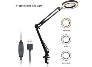 9022090411833 - Lupe Lupe mit LED-Clip 5-fache Vergrößerung einstellbare Helligkeit dimmbar 3 Farben Temperaturwechsel Schreibtischlampe USB-betrieben mit