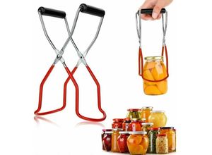 9022090412915 - Glaszange Anti-Verbrühungs-Clip Glaszange Einmachglas-Heberzange aus Edelstahl mit Griff für heiße Einmachgläser und Einmachgläser (rot)