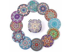 9024309003716 - Eting - 12er Set Diamond Painting Untersetzer mit Halter 5D diy Untersetzer Keramik Mandala Diamant Art Untersetzer diy Mandala Untersetzer für