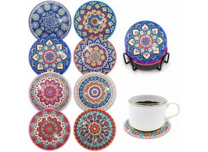 9024309004126 - Eting - 5D Diamond Painting Untersetzer Satz von 8 Kork Basis Untersetzer für Tasse Vase Mit Stand diy Diamant Kunst Malerei Mandala Geeignet für