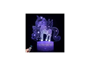 9024309008346 - Eting - 3D-Einhorn-Nachtlicht 16 farbwechselnde 3D-Lampe mit Fernbedienung Weihnachten Halloween Geburtstagsgeschenk für Baby Jungen Mädchen