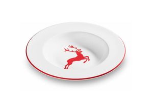 9025800264071 - Rubinroter Hirsch Suppenteller Gourmet (ø 24cm) - Gmundner Keramik