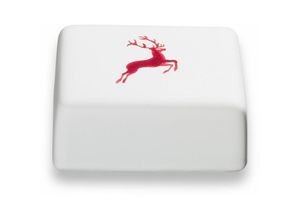 9025800273424 - Bordeauxr Hirsch Oberteil Butterdose - Gmundner Keramik