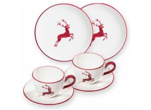 9025800293729 - Bordeauxr Hirsch Frühstück für 2 Cup - Gmundner Keramik