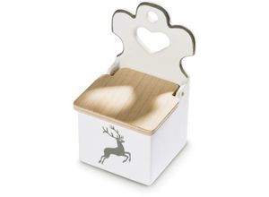 9025800306955 - Grauer Hirsch Salzfass mit Holzdeckel (h 18cm) - Gmundner Keramik