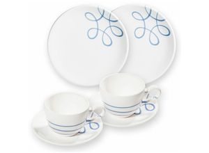 9025800308980 - Pur Geflammt Blau Frühstück für 2 Cup - Gmundner Keramik