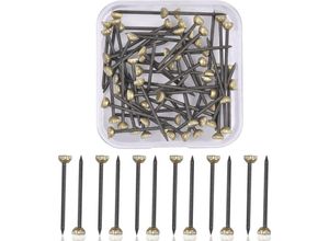 9045584067590 - 60 Stück Bildernägel Messing Kopfstifte Gips Bilderrahmen Aufhänger Nägel Bild Aufhängen Lösungen Schwarze Nägel und Messing Kopf für Messing Bild