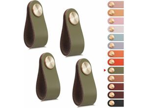 9045698754614 - 4pcs Poignée Meuble Cuir Bouton Porte Placard Poignee Cuir Bouton de Tiroir(Vert Monotrou)