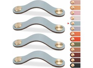 9045698754690 - Yuit - 4pcs Poignée Meuble Cuir Bouton Porte Placard Poignee Cuir Bouton de Tiroir(Bleu 128mm)