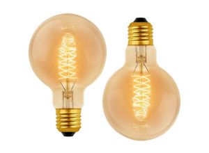 9048204736418 - Beijiyi - 2er-Pack Vintage G80 E27 40 w Warmweiß 2700 k ac 220 v Retro-Dekorationsglühbirnen E27 Spiral-Wolfram-Glühlampe