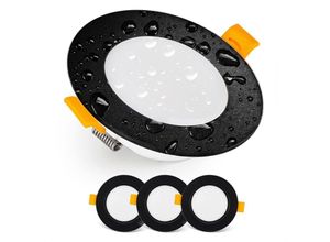 9048204738689 - Einbau-LED-Strahler-Downlight LED-Deckenstrahler IP54 für Badezimmer Feuchträume Warmweiß 3000K 3er-Set extraflacher runder LED-Strahler 7 Watt