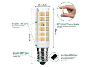 9048204739990 - Beijiyi - LED-Glühbirne E14 7 w (entspricht 65 w Halogen) warmweiß 3000 k 700 lm kleine Edison-Schraube nicht dimmbar flimmerfrei Wechselstrom