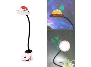 9048204742938 - Beijiyi - Clip-Lampe für Kinder wiederaufladbare USB-LED-Clip-Leselampe mit Sternprojektion 360° Touch dimmbare Schwanenhals-Nachttischlampe (Pink)