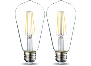 9048204754269 - Beijiyi - Set mit 2 Vintage-LED-Lampen Edison-Sockel E27 ST64 6 w transparentes Filament nicht dimmbar [Energieklasse e]