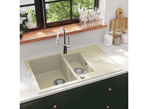 9048368667412 - Maisonchic - Küchenspüle Granitspüle Doppelbecken Spülen mit 1 Becken Spülbecken Beige DE28144 - Beige