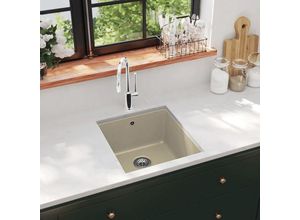 9048368667498 - Küchenspüle Granitspüle Spülen mit 1 Becken Spülbecken Beige DE35596