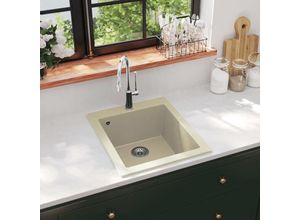 9048368667511 - Küchenspüle Granitspüle Spülen mit 1 Becken Spülbecken Beige DE17150 - Beige