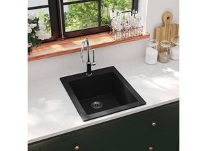 9048368667719 - Maisonchic - Küchenspüle Granitspüle Spülen mit 1 Becken Spülbecken Schwarz DE91700 - Schwarz