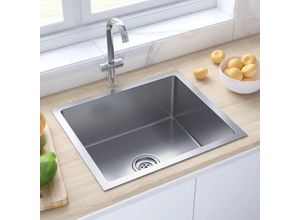 9048368667832 - Küchenspüle Handgemachte Einbauspüle Spülen mit 1 Becken Spülbecken Edelstahl DE65400 - Silber