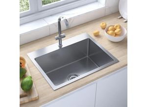 9048368667856 - Maisonchic - Küchenspüle Handgemachte Einbauspüle Spülen mit 1 Becken Spülbecken Edelstahl DE66189 - Silber