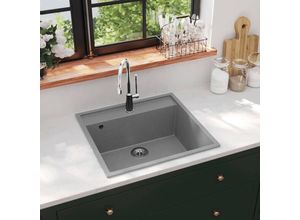 9048368668495 - Maisonchic - Küchenspüle Spülen mit 1 Becken Spülbecken mit Überlauf Grau Granit DE39216 - Grau