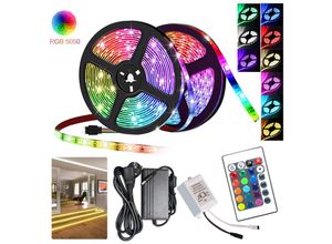 9051291107948 - 5m Ensemble de bande led bande led rgb 5050 smd bande led 30 led led non étanche (IP20) avec télécommande 24 boutons - Tolletour