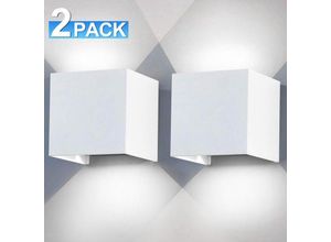 9051291167539 - Swanew - Applique murale led Extérieur Cave Square IP65 Décoration Lampe murale étanche Salon 12W Blanc Froid 2 pièces