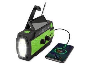 9051291177408 - Kurbelradio Solarradio Tragbares 4000mAh HandkurbelSelbstbetriebenes AM FM NOAA-Radio Wetterfunk-Notfallgerät Telefonladegerät für Wandercamping