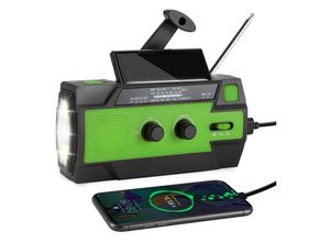 9051291182013 - Kurbelradio Solarradio Tragbares 4000mAh HandkurbelSelbstbetriebenes AM FM NOAA-Radio Wetterfunk-Notfallgerät Telefonladegerät für Wandercamping