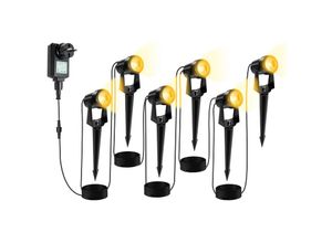 9051291732010 - TolleTour LED Gartenstrahler mit Erdspieß 6er Set Gartenleuchte Gartenbeleuchtung mit Stecker Wasserdicht IP65 Warmweiß