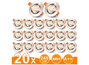 9051292115096 - Swanew - 20x Spots led encastrables orientables Spot encastrable 3W Spots EncastrésPlafonnier spot spot encastrable- blanc chaud