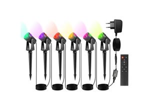 9051292115348 - Swanew - led Gartenstrahler mit Erdspieß 6er Set Gartenleuchte Gartenbeleuchtung mit Stecker Wasserdicht IP65 rgb - rgb