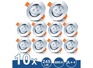 9051292116239 - Swanew - 10er led Einbaustrahler Deckeneinbauleuchte Set Einbauleuchte Deckenleuchte Einbauspot Deckenspot IP20 245LM Spots Kaltweiß 3W - Warmweiß