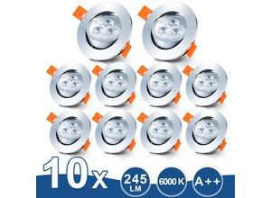 9051292116352 - Swanew - 10er led Einbaustrahler Deckeneinbauleuchte Set Einbauleuchte Deckenleuchte Einbauspot Deckenspot 245LM Strahler Kaltweiß 3W - Warmweiß