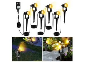 9051292118158 - Swanew - vingo led Gartenstrahler mit Erdspieß 6er Set Gartenleuchte Gartenbeleuchtung mit Stecker Wasserdicht IP65 Warmweiß