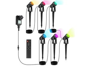 9051292118165 - Led Gartenstrahler mit Erdspieß 6er Set Gartenleuchte Gartenbeleuchtung mit Stecker Wasserdicht IP65 rgb - rgb - Vingo