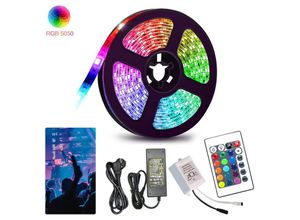 9051292156518 - Randaco - 1m Ruban led bande led rgb 5050 smd bande led 30 led led non étanche (IP20) avec télécommande 24 boutons