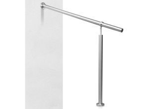 9051292157256 - SWANEW Rampe d’escalier Main courante inox intérieur extérieur entrée maison Fixation mur 80x90 cm argent